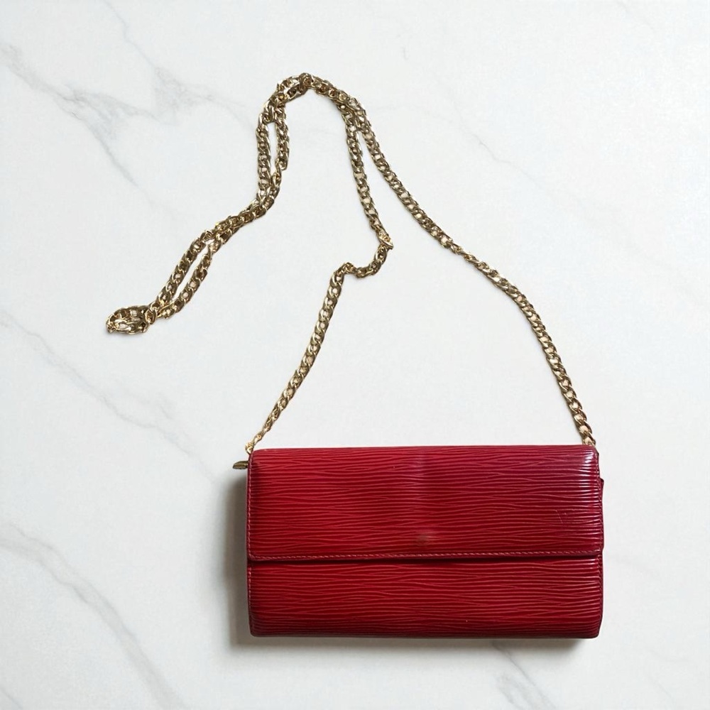 Louis Vuitton Red Mini Crossbody Bag with Gold Chain
